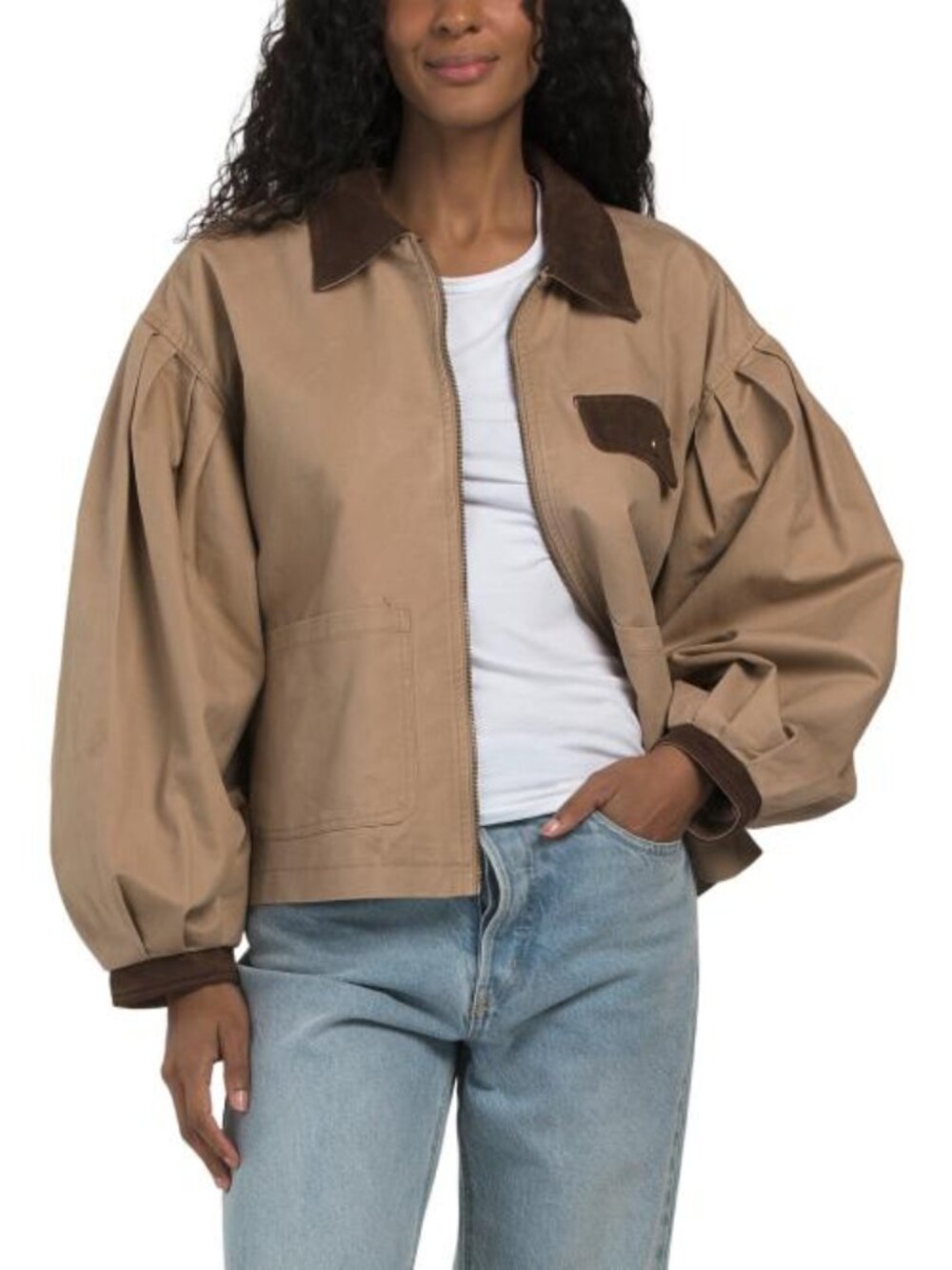 HUNTER Zip Front Jacket With Bubble Sleeves